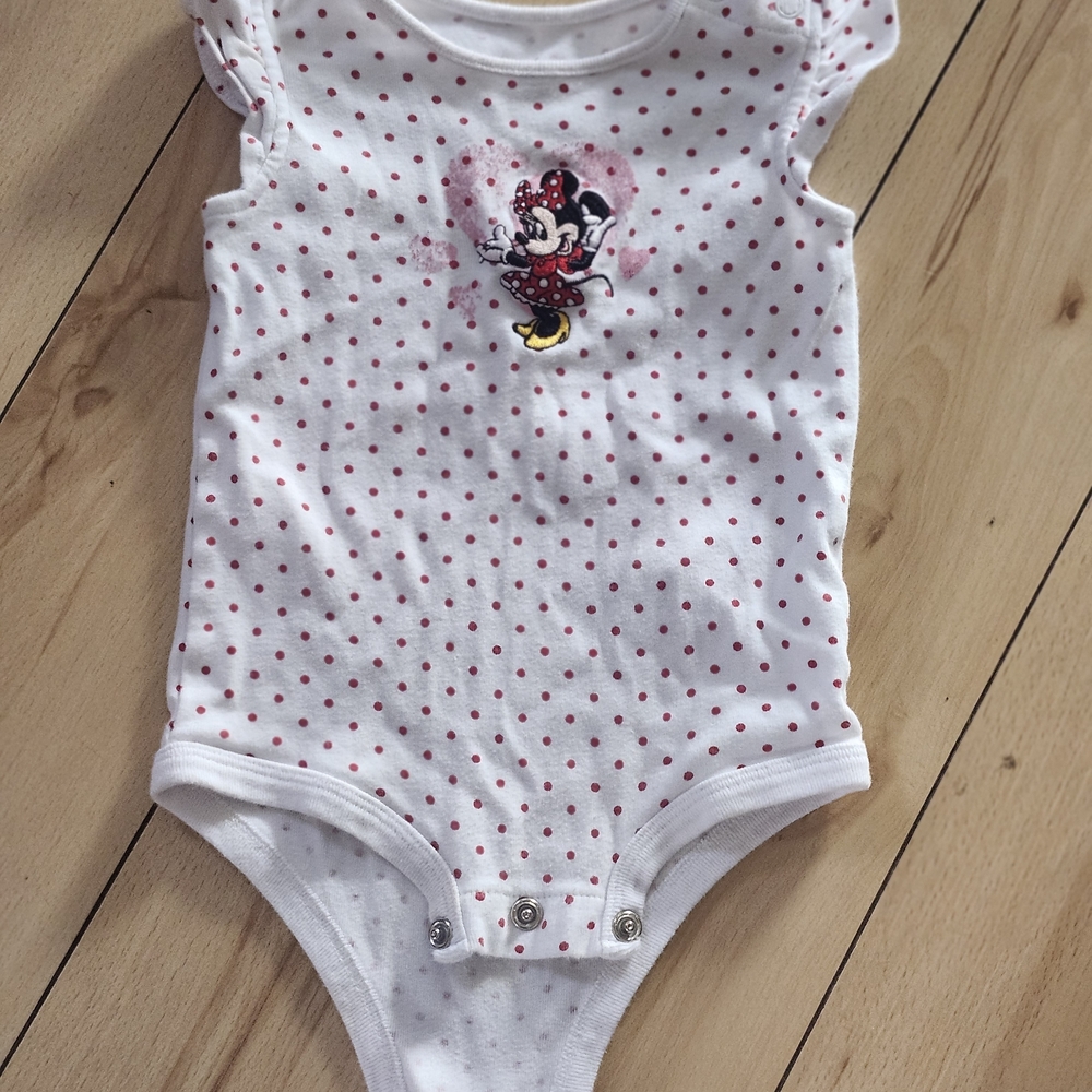 Disney White and Red Minnie Mouse Kids Bodysuit